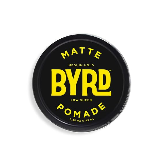 BYRD Hair Matte Pomade - Medium Hold, No Sheen, For All Hair Types, Mineral Oil Free, Paraben Free, Phthalate Free, Sulfate Free, Cruelty Free, Water Based, 3.35oz