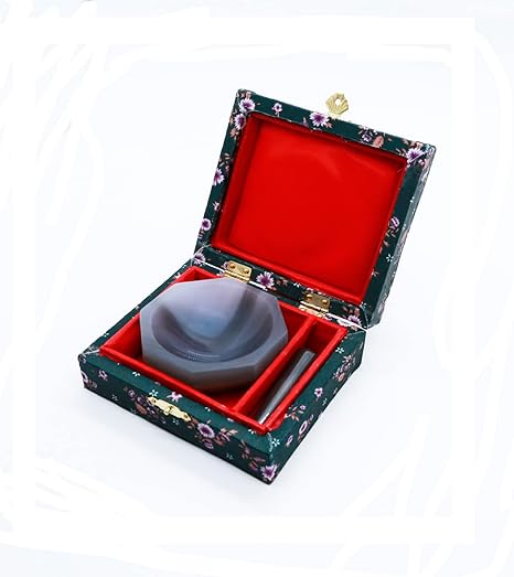 ID: 70MM 2.75" Lab Grinding Natural Agate Mortar and Pestle Set Standard Form Inner Diameter 70mm Inner Depth 20mm