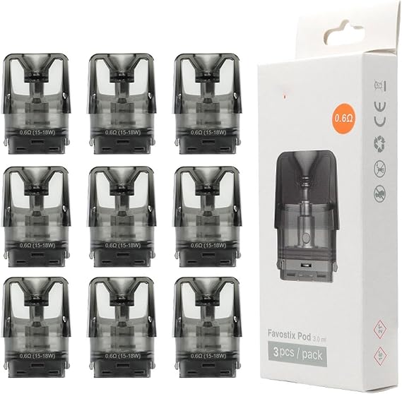 Aspire Favostix Replacement Pods POD Cartridges for Aspire Fabostics Pod Series Replacement POD Genuine Cartridges Nicotine Free Liquid 0.6Ω, 3 Boxes