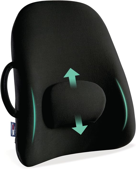 ObusForme Lowback Backrest Support Lower Back Padded Seat Cushion and Lumbar Support Pillow, Portable Posture Support with Soft and Durable Foam