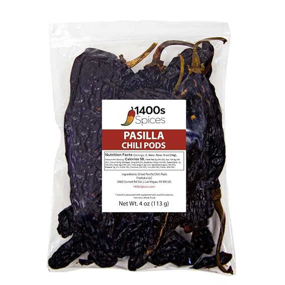 4oz Dried Pasilla Peppers, Chile Negro Chilaca Seco