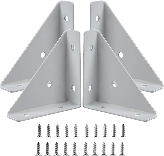 Corner Bracket, Pack of 4, Metal, White, 90 Degree, Alloy Steel, Corner Mount