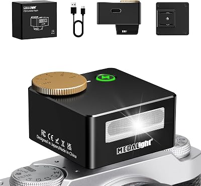 Mini Flash F50 Camera Flash GN10,5 Power Levels Aluminum Manual Hot Shoe Flash for Ricoh GR3Sony zv1Sony zve 10FujiCanonNikonFilm Cameras.Black