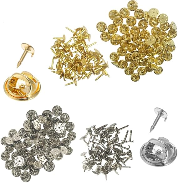 120 Pairs Butterfly Clutch with Blank Pins,YuCool Butterfly Clutch Tie Tacks Pin Back Replacement with 8mm Length 4mm Width Blank Pins for Craft Making(60 Silver and 60 Gold)