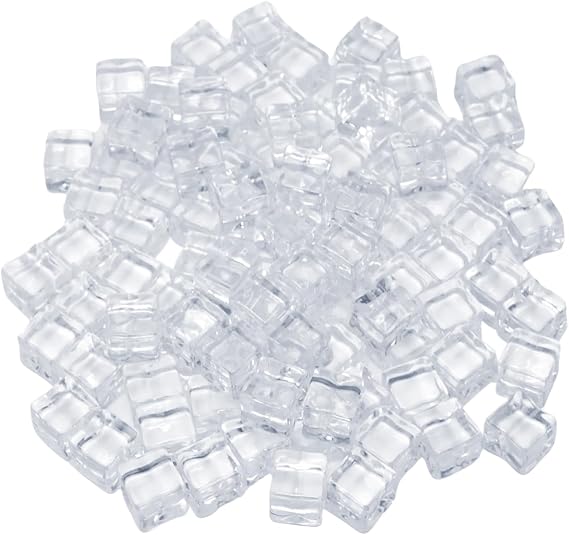 Honbay 100PCS 12mm Lifelike Simulation Acrylic Ice Cubes Artificial Plastic Clear Square Ice Cubes Decorations Realistic Fake Food Models Ornaments for Home Party Tabletop Decoration Photography Prop