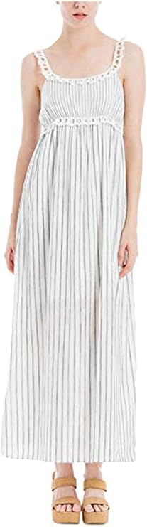 Max Studio London Striped Ruffled Maxi Dress