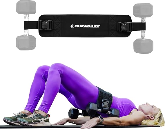 Exercise Hip Thrust Belt with Extra Padding for Weights, Adjustable Band for Dumbbells, Glute Workout Equipment, Booty Trainer