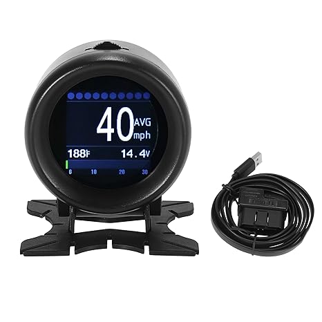 X AUTOHAUX OBDII Multi-Function Digital Gauge KMH MPH Digital Speedometer Oil Temperature Gauge Battery Voltage Tester Scanner for 12V OBDII Auto Sedan SUV Pickup After Year 2006
