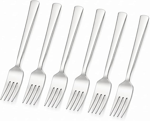 Kahvaltı Ve Tatlı Çatalı, 6'lı Paslanmaz Çelik Küçük Çatal Seti, Gümüş Metal 15 cm, 6 Adet