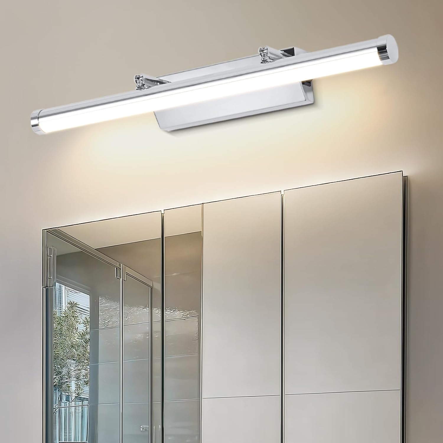 Bathroom Mirror Light with Switch LED Mirror Lamp IP44 4000K Bathroom Vanity Lights Bathroom Shaver Light 9W 42CM Over Cabinet Wall Picture Light for Bedroom Living Room [Energy Class E]