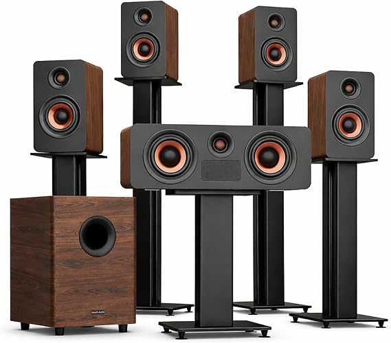 True 5.1.4 Hi-Fi Dolby Atmos Surround Sound System, 900W Home Theater Sound Bar for Smart TV, Center Channel Speaker with 4 Surrounds, 25Hz Subwoofer, Hi-Fi Grade Crossover, Soundbar eARC, BT 5.4