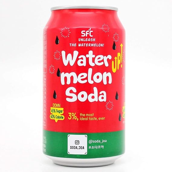 SFCbio Fizzy Sparkling Drink, Sweet Watermelon Soda Up, 3% of Real Korean Watermelon Juice 11.83oz  24EA