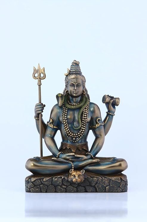 Shiva Statue, 6 Bonded Bronze Meditating Lord Shiva Idol, Shiv, Siva, Adiyogi. Hindu god of Yoga,Dance,Arts,Meditation,Time & Destruction., 7 X 12 X 15.5 CENTIMETRES