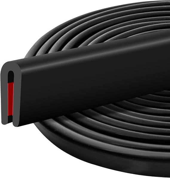 Rubber Edging Strip 3m Self-Adhesive U Channel Edge Trim, Flexible U Shape Rubber Trim for Sheet Metal, Glass, Car Door Guards