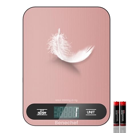 Premium Digital Kitchen Scale, Precision Accurate to 1g, Stainless Steel with LCD Display, 6 Units with Tare Function,Pink - Perfect for Baking, Cooking, and Coffee