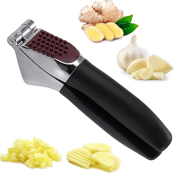 3Pcs Premium Garlic Press Set, Heavy Duty Kitchen Garlic Mincer