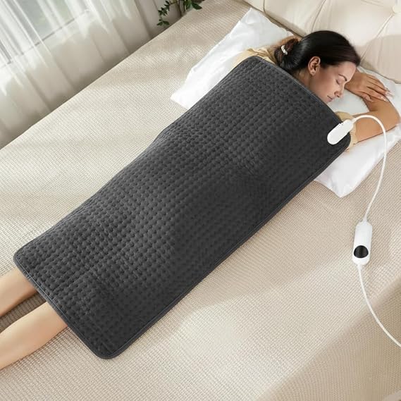 Large Heating Pad,Extra Large Heating Pad for Back Pain Relief Electric Heating for Period Cramps Knee Leg Pain Relief Moist/Dry Heat 10 Heat (DEEP Gray, 100 * 50CM)