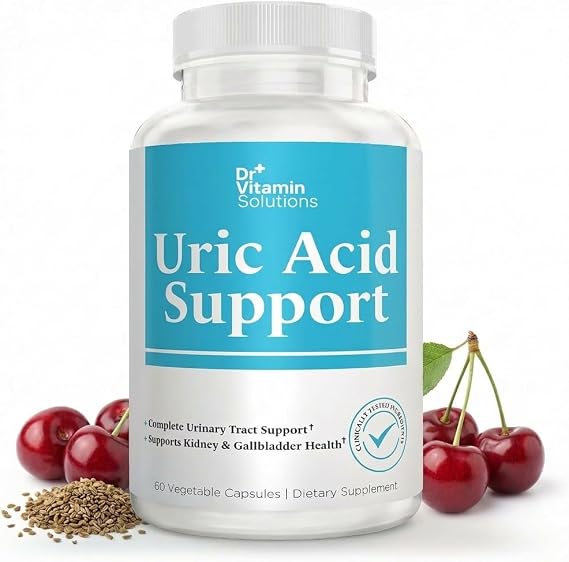 Dr Vitamin Uric Acid Support - Tart Cherry, Cranberry + Pomegranate - Urinary Tract Support - 60 Vegetarian Capsules