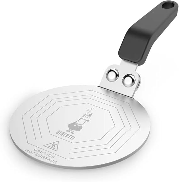 Bialetti - Induction Cooker Heat Diffuser - Suitable for 13cm - 1 to 9 Cups Range - Stainless Steel Body - Bakelite Handle - Ring Plate - Adapter Plate [Energy Grade A+]