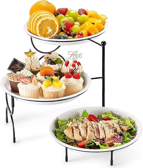 Lifewit 3 Tier Plastic Serving Tray Platter for Party Entertaining Lifewit 3 Tier Plastic Serving Tray for Party Supplies