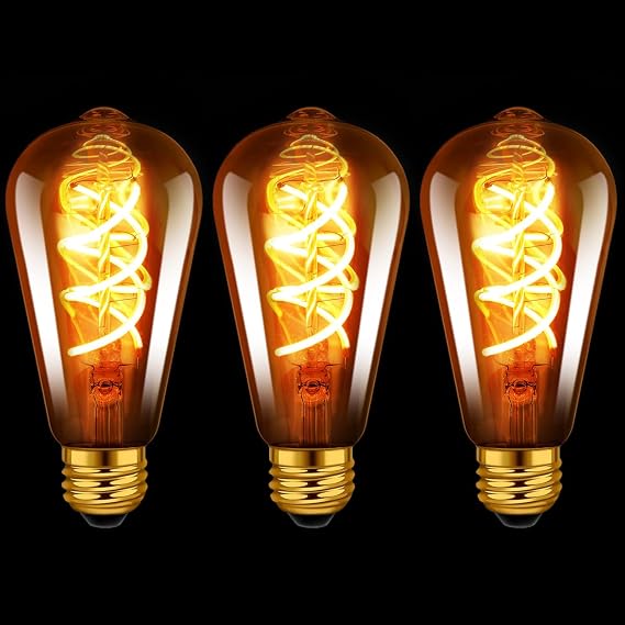 LVWIT E27 Screw Bulb,5W Led Edison Bulb E27,35W Equivalent,Spiral Filament Bulb,E27 Vintage Light Screw Bulbs,400LM,2200K Warm White,Non-Dimmable (3 PCS)