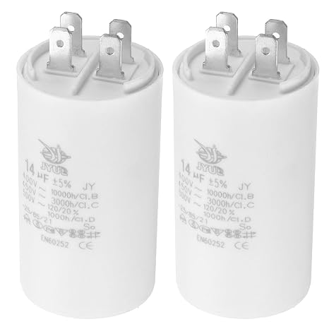 PATIKIL CBB60 14uf Running Capacitor,2Pcs AC 450V 4 Pins 50/60Hz Double Insert Cylinder Bottom for Air conditioning,Water Pump,Fan Motor Star 74 x 40mm