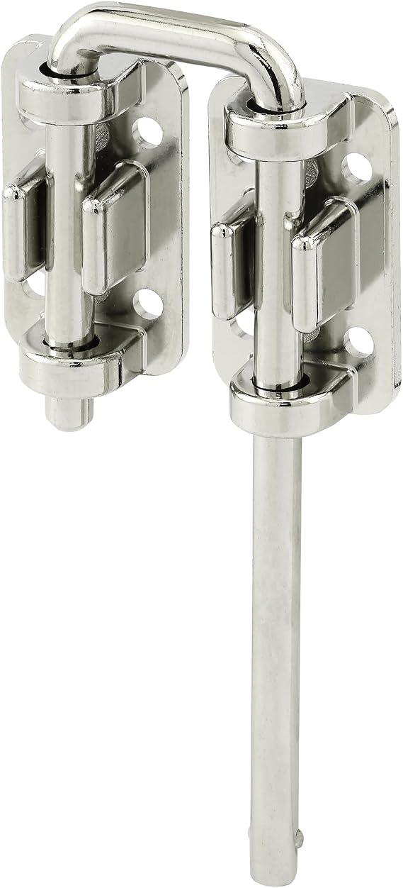 Prime-Line U 9846 Patio Sliding Door Loop Lock, 1-1/8 In. Hardened Steel Bar with Diecast Base, Nickel Plated (Single Pack)