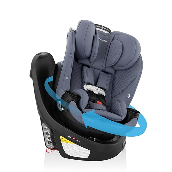 Evenflo Revolve360 Slim 2-in-1 Rotating Car Seat | w/ Green & Gentle Fabric, SensorSafe Technology, Rear-Facing and Forward-Facing Modes, Infant-6 Years, 4-65 lbs (Flint)