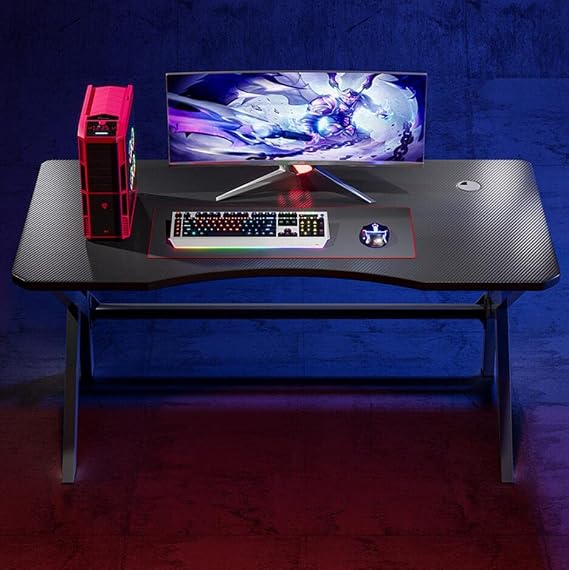 Bestier K-shaped gaming desk, computer desk, home office, PC laptop, workstation, gaming computer table – Stable metal and wood computer desk – for gaming and office, L 80cm