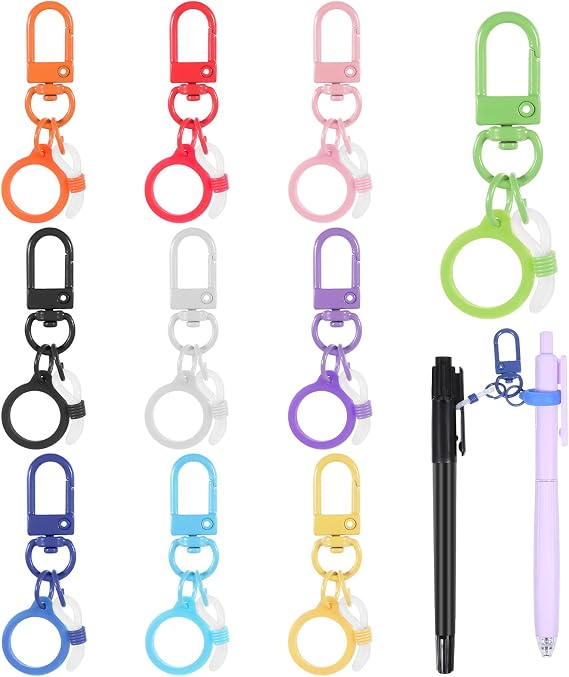 Mini Coloured Pen Clips, 10Pcs Nurse Badge Reel Accessory with Lobster Clasp, Retractable Holder for Nurses, Pen Converter, Silicone Pens Holder for Lanyard, Nurse, Teachers, Office