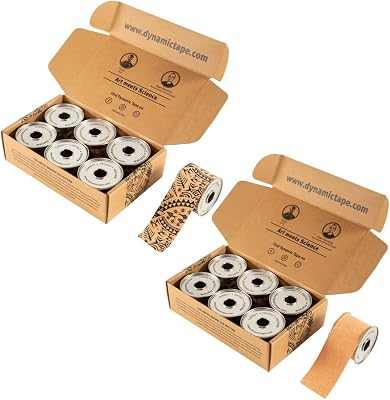 Dynamic Tape 12 Roll Pack | Includes Original Beige & Beige & Original Beige & Black | 2 Biomechanical Adhesive Tape for Injury Recovery, Muscle & Joint Support | 4-Way Stretch, Water-Resistant