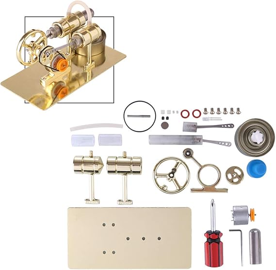 Stirling Engine Model Kit, 2025 DIY Assembly Stirling Engine Generator Model, Science Experiment Educational Kit