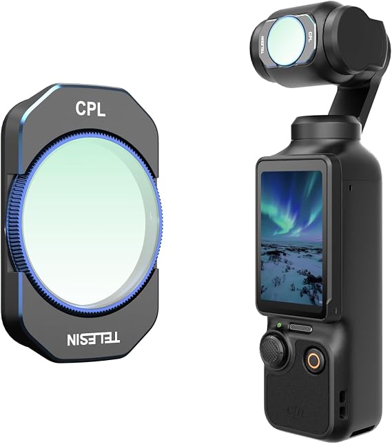 TELESIN DJI Osmo Pocket 4/3 için CPL filtresi, manyetik