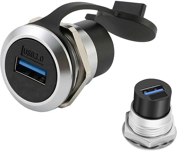 Jetstream USB 3.0 Panel Mount Koppler USB3.0 Einbaubuchse 5 Gbps Eingelassene Gewindeverbindung mit Staubschutzkappe Geeignet für Stabile Und Zuverlässige Datenübertragung