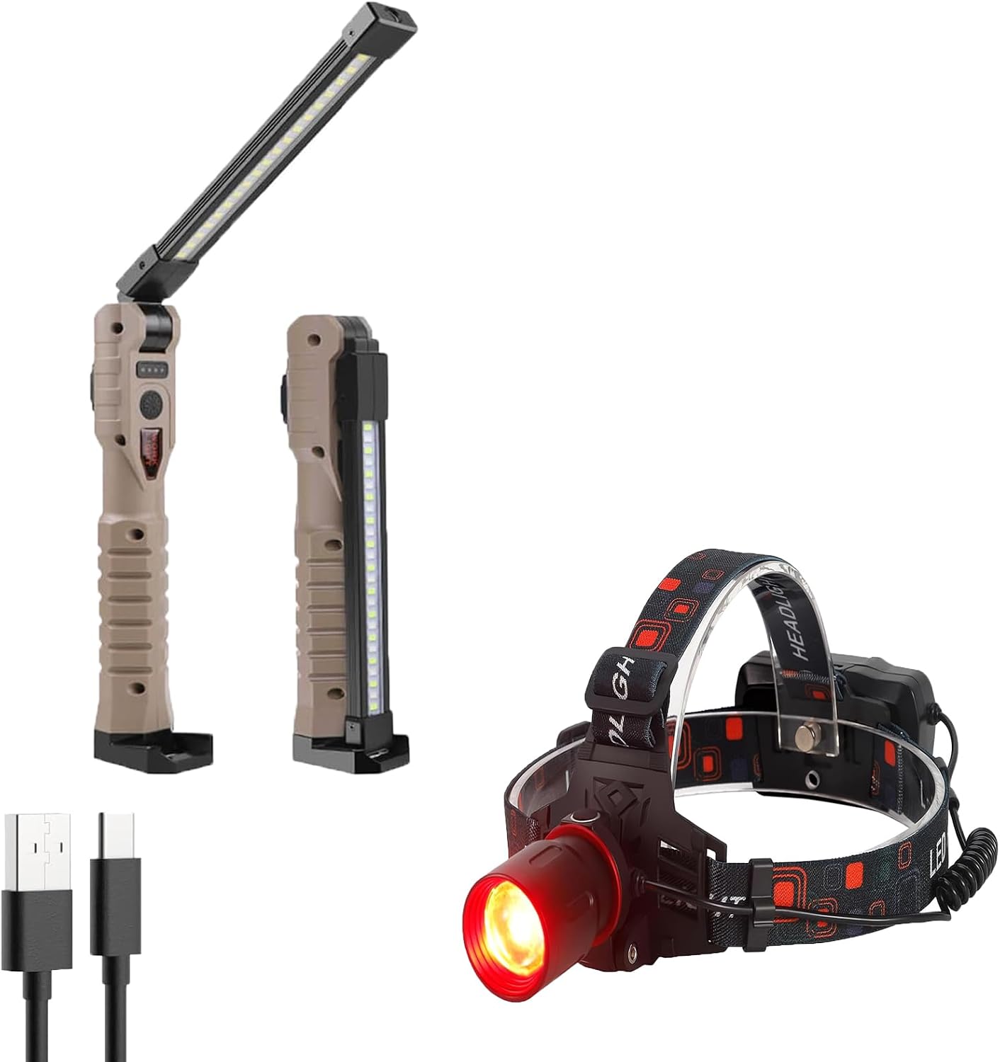 LUXJUMPER 2000 Lumens Foldable Rechargeable Work Light, 7 Modes, Magnetic Base, USB Rechargeable, Perfect for Car Repair, Home, Garage, Emergency