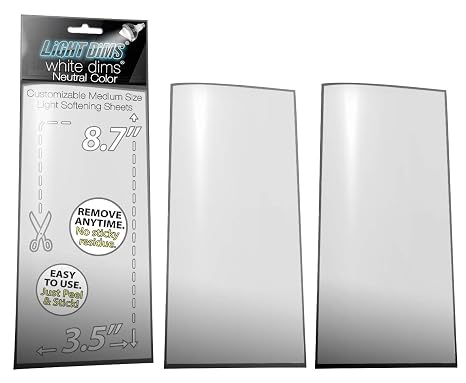 LightDims White Dims Self Adhesive Dimming/Softening Sheets for Harsh LED Lights Medium Size (3 Sheets) Neutral Color & a Free Mystery Gift Sheet (4 Sheets Total). Packaging May Vary