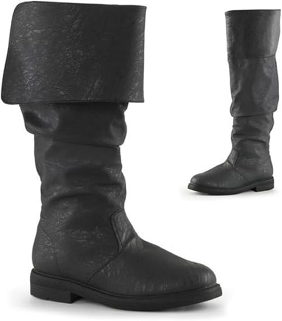DJFOG Men's Medieval Pirate Boots, Gothic Knight Boots, Flat Jazz Boots, Black, Brown, Sizes 34-48