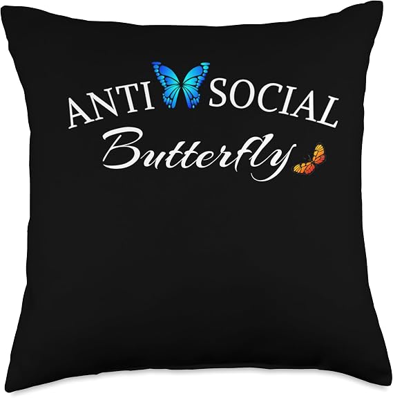 Anti social butterfly Throw Pillow
