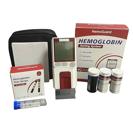 HemoGuard Hemoglobin Test Meter kit with 50pcs strips, 50 lancets and 50 capillary tubes