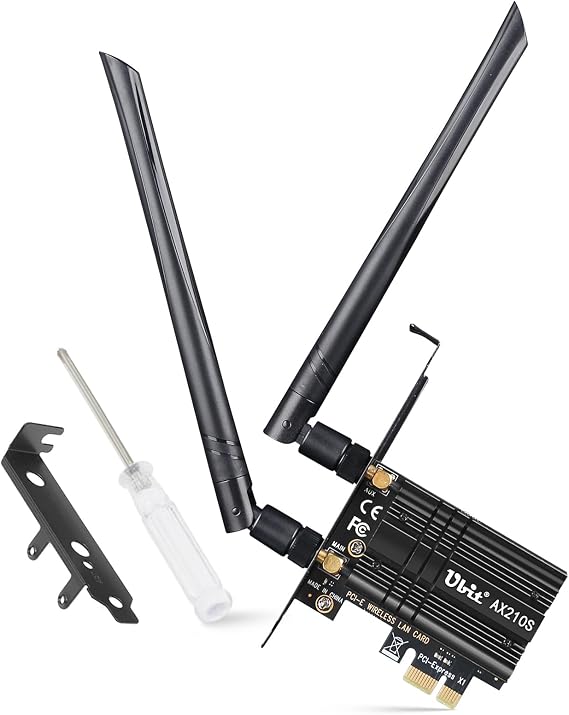 Ubit WLAN Karte Intel Dreiband Bis zu 5400Mbit/s WLAN Karte mit Bluetooth 5.2 6GHz / 5GHz / 2.4GHz PCIe MU-MIMO OFDMA Extrem Low Latency Unterstützung Win10 / 11