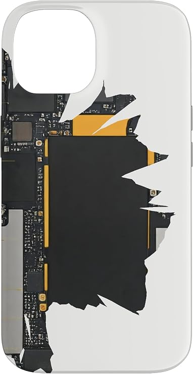 Motherboard Design with White Background Case for iPhone 14