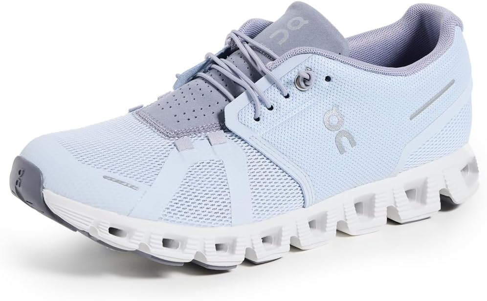 On Women's Cloud 5 Sneakers, Heather/Fossil, Blue, 6 Medium US