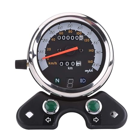 Motorbike Digital Speedometer with LED Indicator, Dual Odometer & Tachometer, Backlit Headlight Turn Light Indicator