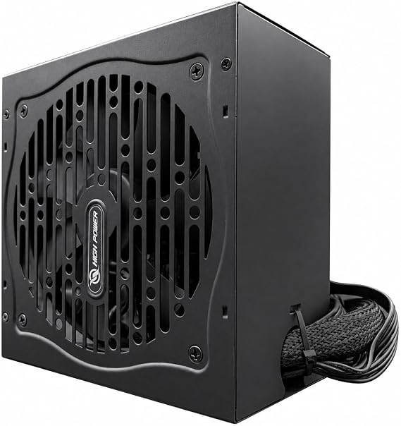 HIGH POWER 600W Power Supply, 80 Plus Gold Certified PSU, Continuous Power with 120mm Whisper Quiet Fan, ATX 12V V2.3/EPS 12V Active PFC Reliable Performance, Energy-Efficient