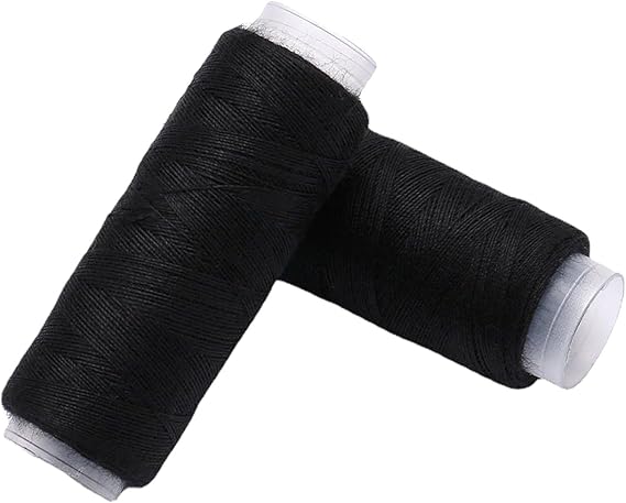 2 Pcs Black Thread,Sewing Machine String,Strong Polyester Pro Sewing Thread,Black Cotton Threads,All Purpose Hand and Machine Sewing,for Leather Upholstery,Shoe Bag,All Fabrics and Fabrics.