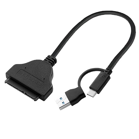 FANBLACK 2-in-1 SATA to USB Cable 0.75ft, USB-C/USB-A 3.0 to SATA III Hard Driver Adapter Compatible for 2.5 inch HDD and SSD External Converter(23cm)