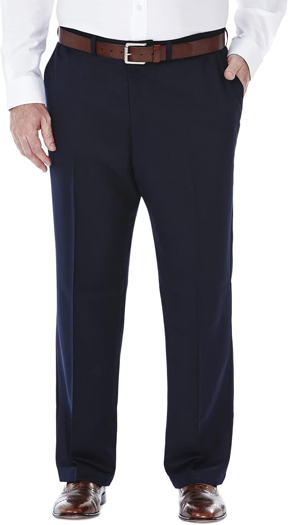 Haggar Mens Cool 18 Classic Fit Flat Front and Pleat Front Hidden Expandable Waistband Pant (Big & Tall Sizes)