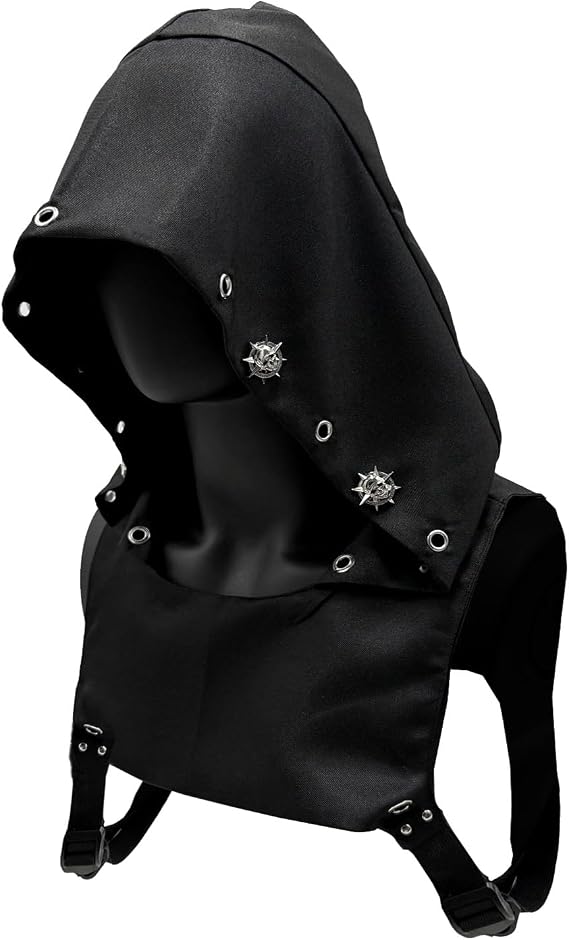 Devil Skull Cyberpunk Rogue Cowl Hood Scarf, Unisex Winter Neck Warmer Costume Hooded Cape Hat for Halloween Cosplay Party and Daily Wear