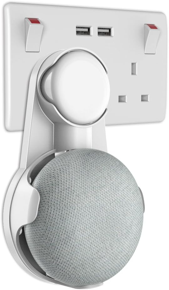 Gelink Socket Wall Mount for Google Home Mini, Nest Mini (2nd gen) Holder Stand Hanger Plug in Kitchen Bathroom Bedroom, Hides the Long Cord (White)