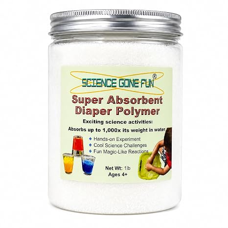 Slush Powder 1 lb - Sodium Polyacrylate Super Absorbent Polymer Gel - Magic Tricks, Science Experiments, Diaper Polymer, Liquid Absorbent - Safe Non-Toxic